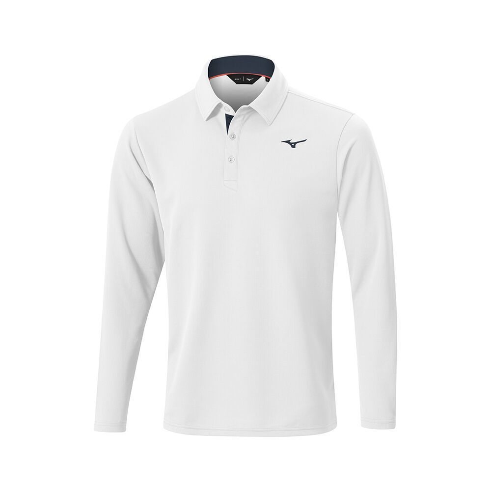 Mizuno Breath Thermo L/S Polo Topjes Heren Wit | JTMHXO150