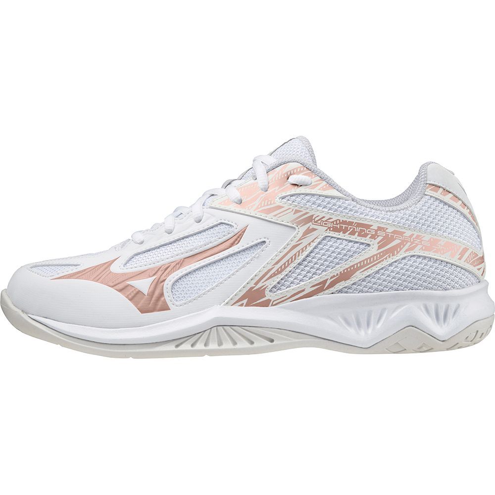 Mizuno Lightning Star Z6 Jr Handbalschoenen Heren Wit Roze | HTMPFV635
