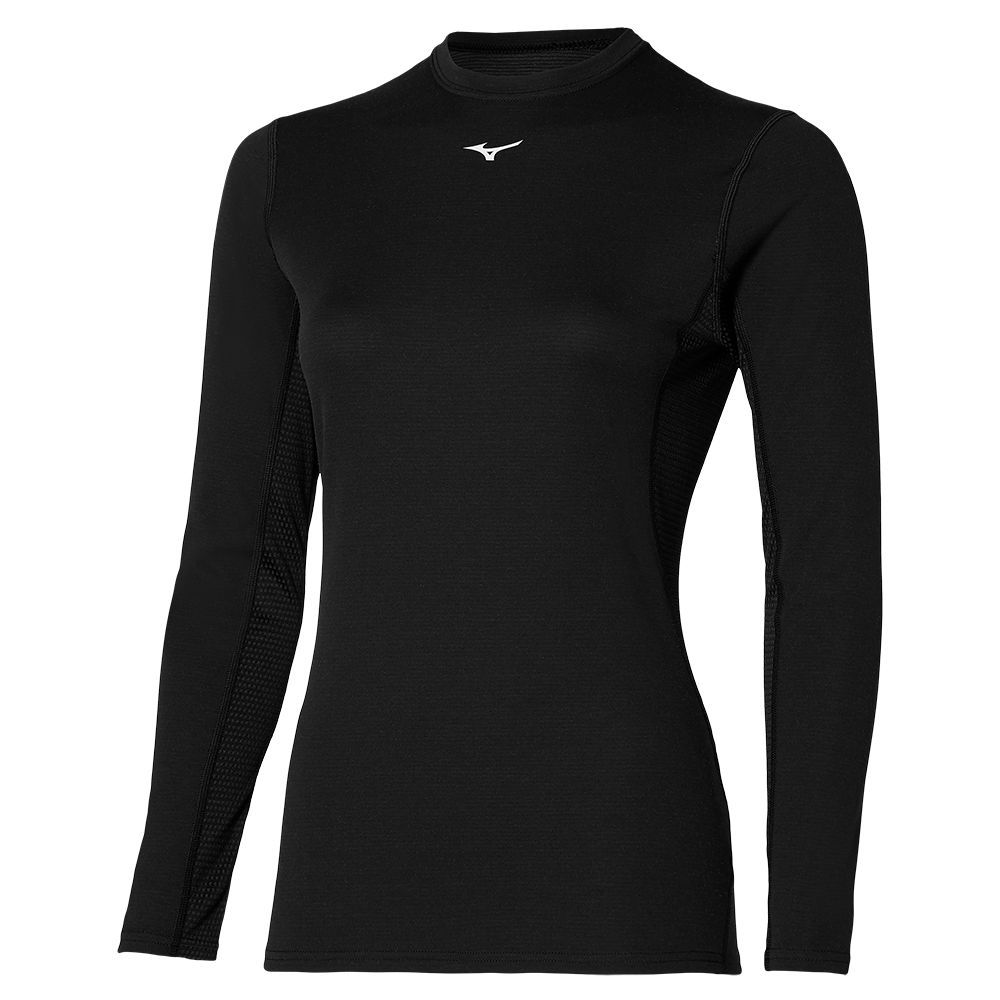 Mizuno Mid Weight Crew Topjes Dames Zwart | WXYDOZ396