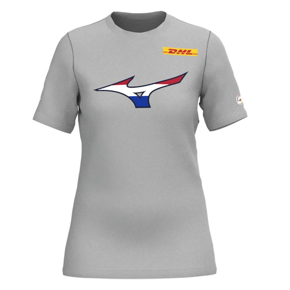 Mizuno Nevobo Nederland T-shirt Topjes Dames Grijs | GUQRNF065