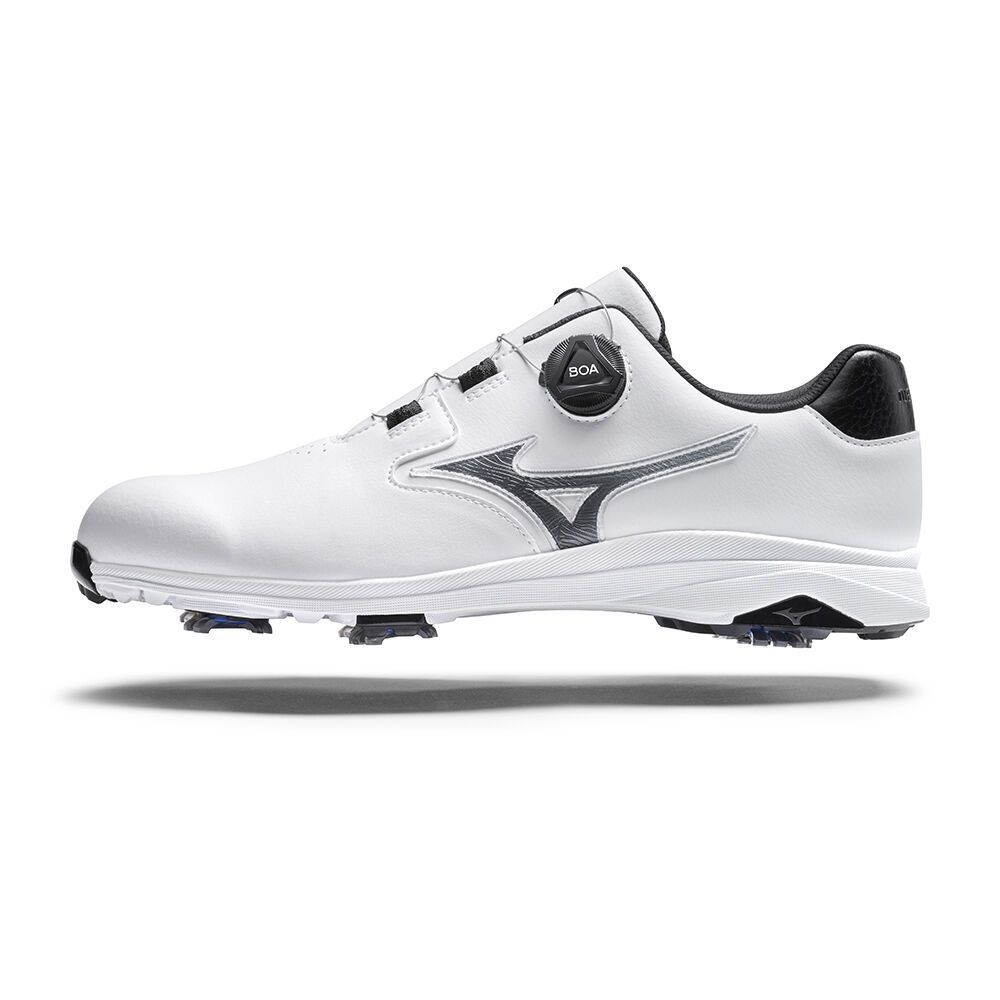 Mizuno Nexlite Gs Spiked Boa Golfschoenen Heren Wit Zilver | ZMBSPV605