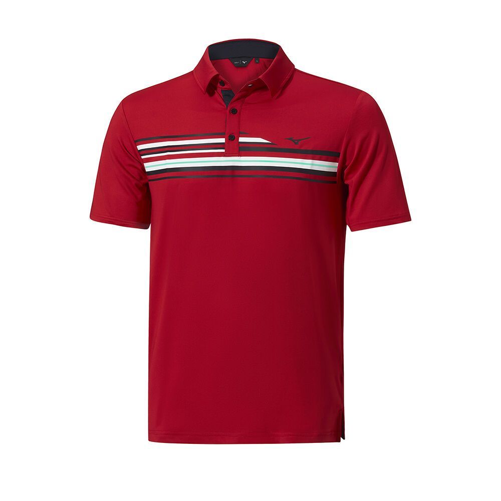 Mizuno Qd Elite Stripe Polo Topjes Heren Rood | UMLWGP908