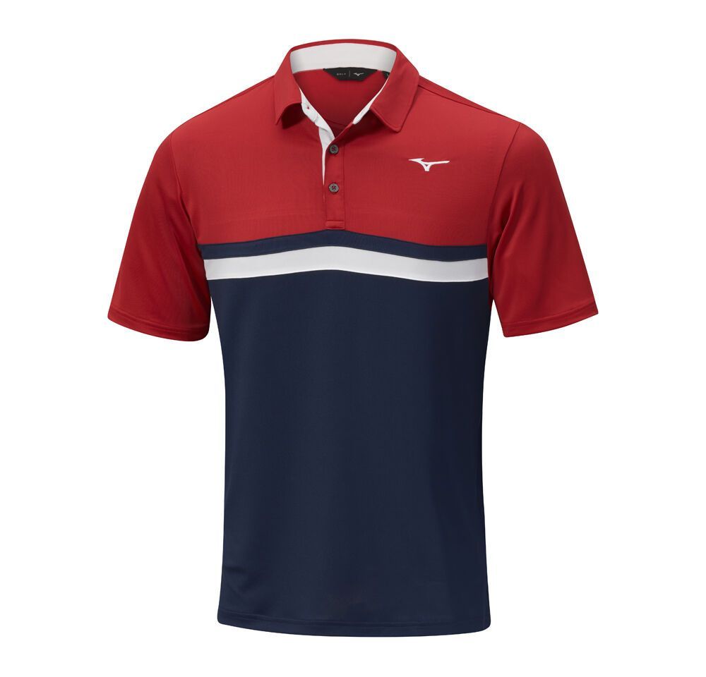 Mizuno Quick Dry Horizon Polo Topjes Heren Blauw Rood | FERQHI508