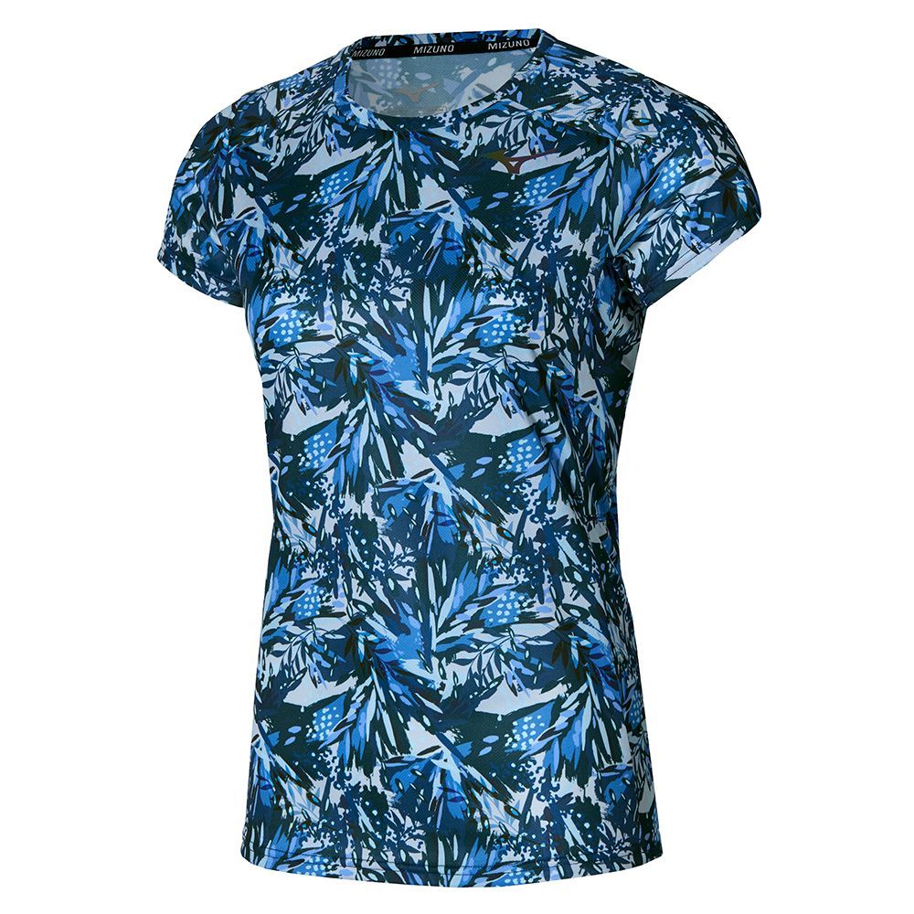 Mizuno Two Loop 88 Tee Printed Topjes Dames Blauw | WDCZLS157
