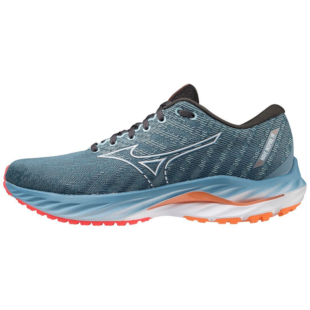 Mizuno Wave Inspire 19 Hardloopschoenen Heren Blauw Wit Lichtoranje | MJGHFD647