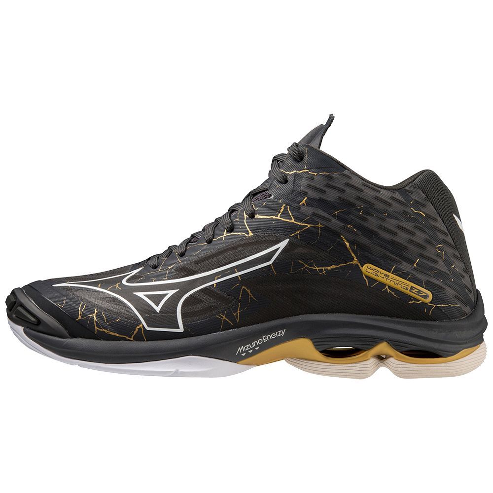 Mizuno Wave Lightning Z7 Mid Volleybalschoenen Dames Zwart Goud | CTDIQZ417